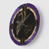 Lila Glitzer für Haarstühle und Leopard Große Wanduhr (Winkel)