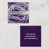 Lila Glitzer-Fußklammern | Silver Glitzer Scribble Quadratische Visitenkarte (Vorne/Hinten)