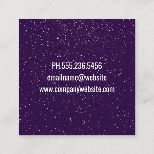 Lila Glitzer-Fußklammern | Silver Glitzer Scribble Quadratische Visitenkarte (Rückseite)