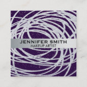 Lila Glitzer-Fußklammern | Silver Glitzer Scribble Quadratische Visitenkarte (Vorderseite)