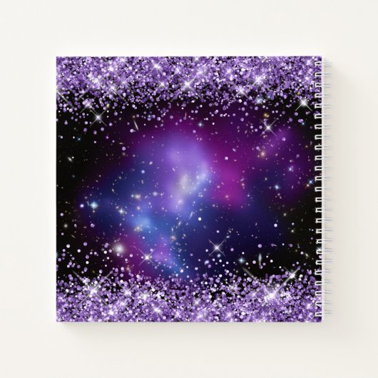 Lila Glitzer Galaxy Cluster Zeichnend Notizblock (Rückseite)
