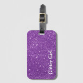 Lila Glitzer Girl Show your Sparkle Gepäckanhänger (Vorderseite Vertikal)