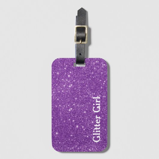 Lila Glitzer Girl Show your Sparkle Gepäckanhänger (Vorderseite Vertikal)