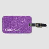 Lila Glitzer Girl Show your Sparkle Gepäckanhänger (Vorderseite (Horizontal))