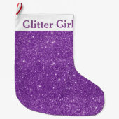 Lila Glitzer Girl Show your Sparkle Großer Weihnachtsstrumpf (Vorderseite)