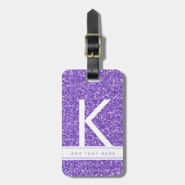 Lila Glitzer Girly Modernes Mit Monogramm Gepäck Gepäckanhänger