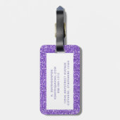Lila Glitzer Girly Modernes Mit Monogramm Gepäck Gepäckanhänger (Rückseite vertikal)