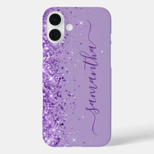 Lila Glitzer Girly Signature Case-Mate iPhone Hülle (Rückseite)