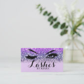 Lila Glitzer Glam Business Cards Visitenkarte (Stehend Vorderseite)