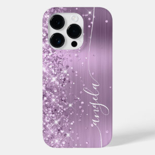 Lila Glitzer Glam Signatur Case-Mate iPhone 14 Pro Hülle