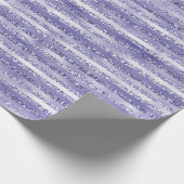 Lila Glitzer Glam Streifen Geschenkpapier (Ecke)