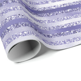 Lila Glitzer Glam Streifen Geschenkpapier