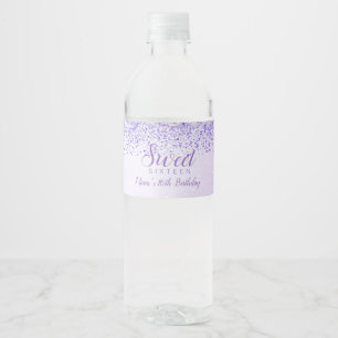 Lila Glitzer, Glam Sweet 16 Wasser Flasche Etikett