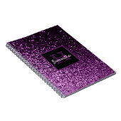 Lila Glitzer glänzend Glam mit Monogramm Notizblock (Rechte Seite)