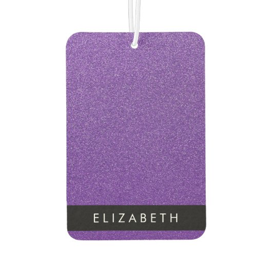 Lila Glitzer, Glitzer Hintergrund, Ihr Name Autolufterfrischer (Rückseite)