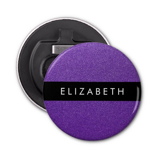 Lila Glitzer, Glitzer Hintergrund, Ihr Name Flaschenöffner (Vorderseite)