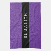Lila Glitzer, Glitzer Hintergrund, Ihr Name Geschirrtuch (Vertikal)