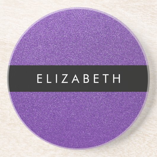 Lila Glitzer, Glitzer Hintergrund, Ihr Name Getränkeuntersetzer (Vorne)