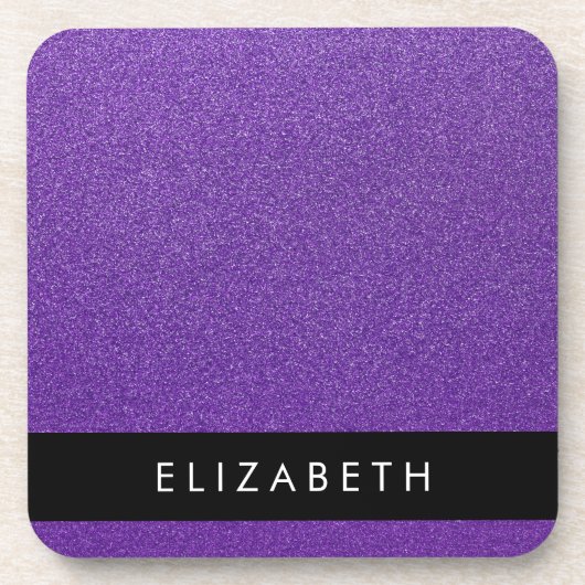 Lila Glitzer, Glitzer Hintergrund, Ihr Name Getränkeuntersetzer (Vorderseite)