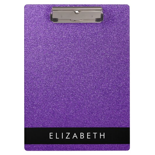 Lila Glitzer, Glitzer Hintergrund, Ihr Name Klemmbrett (Vorderseite)
