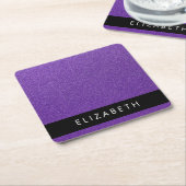 Lila Glitzer, Glitzer Hintergrund, Ihr Name Rechteckiger Pappuntersetzer (angewinkelt)