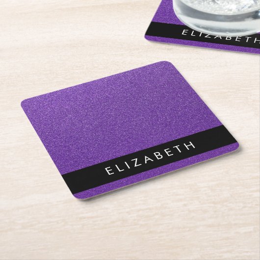 Lila Glitzer, Glitzer Hintergrund, Ihr Name Rechteckiger Pappuntersetzer (angewinkelt)