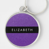 Lila Glitzer, Glitzer Hintergrund, Ihr Name Schlüsselanhänger (Vorne)