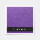 Lila Glitzer, Glitzer Hintergrund, Ihr Name Serviette (Vorderseite)