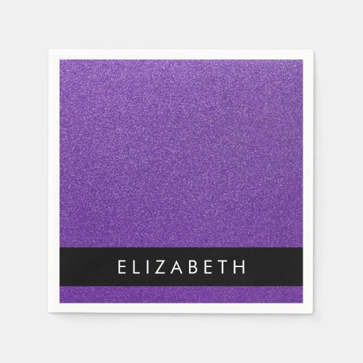 Lila Glitzer, Glitzer Hintergrund, Ihr Name Serviette (Vorderseite)