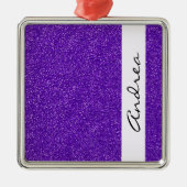 Lila Glitzer, Glitzer Hintergrund, Ihr Name Silbernes Ornament (Vorne)