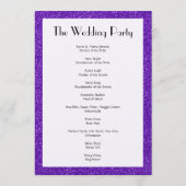 Lila Glitzer, Glitzer Textur, Hochzeitsprogramm Programm (Rückseite)