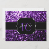 Lila Glitzer Glitzern Sweet 16 Einladung (Vorderseite)