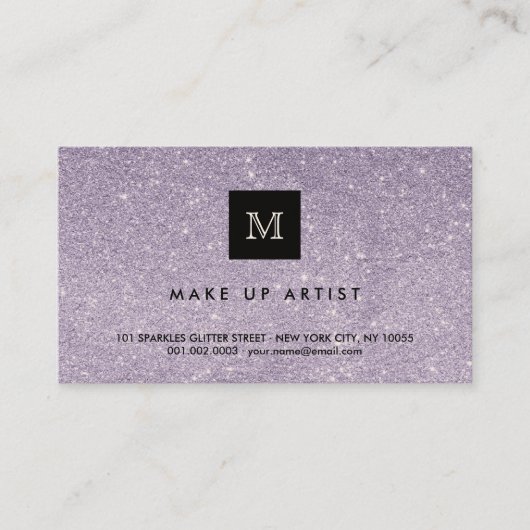 Lila Glitzer-Glitzernmoderne Chic-Visitenkarte Visitenkarte (Vorderseite)