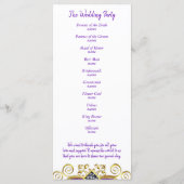 Lila Glitzer Gold Gemstone Hochzeitsprogramm Programm (Rückseite)