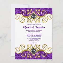 Lila Glitzer Goldsteine Einladung zur Hochzeit