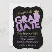 Lila Glitzer Graduate Cutout Graduation Party Einladung (Vorderseite)
