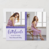 Lila Glitzer Graduate Simple 2 Fotos Abschluss (Vorderseite)