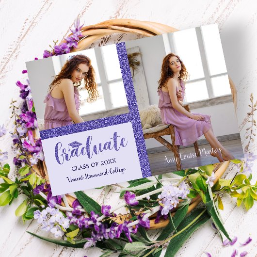 Lila Glitzer Graduate Simple 2 Fotos Abschluss
