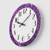 Lila Glitzer Große Wanduhr (Winkel)
