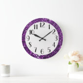 Lila Glitzer Große Wanduhr (Zuhause)