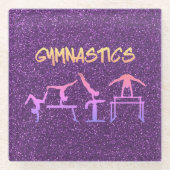 Lila Glitzer Gymnastik Glasuntersetzer (Vorderseite)