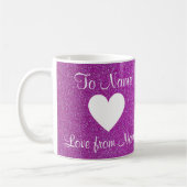 Lila Glitzer-Herz-Superschwester-Tasse (irgendein Kaffeetasse (Links)