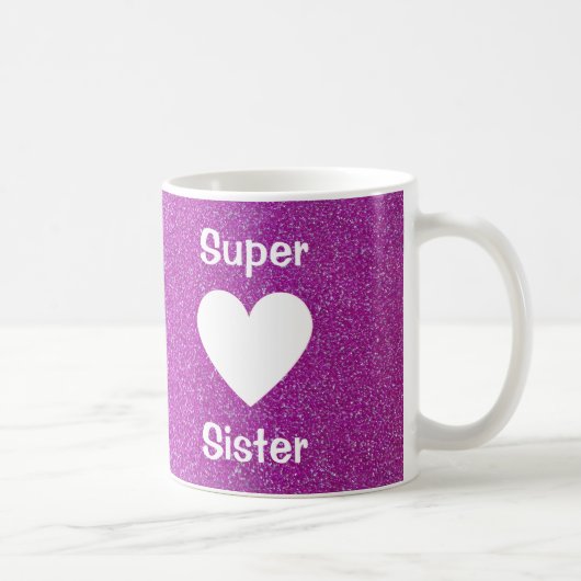 Lila Glitzer-Herz-Superschwester-Tasse (irgendein Kaffeetasse (Rechts)