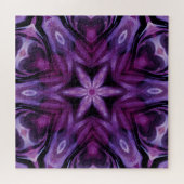 Lila Glitzer Herz und Blume Kaleidoskop Muster Puzzle (Horizontal)