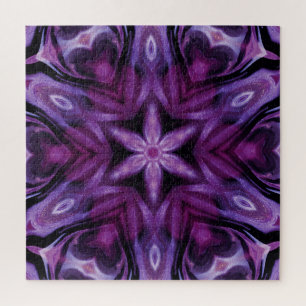 Lila Glitzer Herz und Blume Kaleidoskop Muster Puzzle