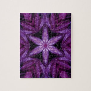 Lila Glitzer Herz und Blume Kaleidoskop Muster Puzzle