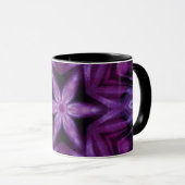 Lila Glitzer Herz und Blume Kaleidoskop Muster Tasse (VorderseiteRechts)