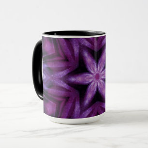 Lila Glitzer Herz und Blume Kaleidoskop Muster Tasse