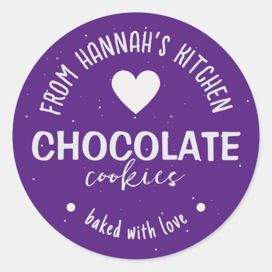 Lila Glitzer Hintergrund gebacken mit Liebe Runder Aufkleber (Vorderseite)