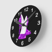 Lila Glitzer-hohe Ferse beschuht Stilleto Runde Wanduhr (Winkel)